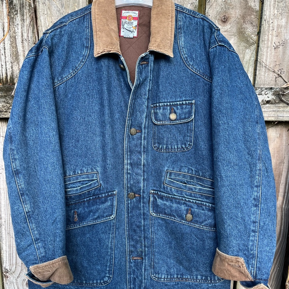 Vintage 1990s Embroidered Denim Jacket By Looney Tunes. Size M